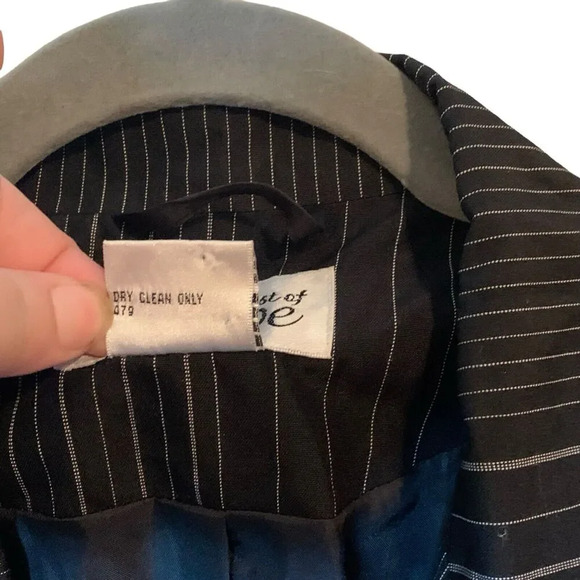NEWPORT NEWS 100% Silk Cropped Blazer Jacket Womens Size 16 Striped Party Work - Picture 5 of 6